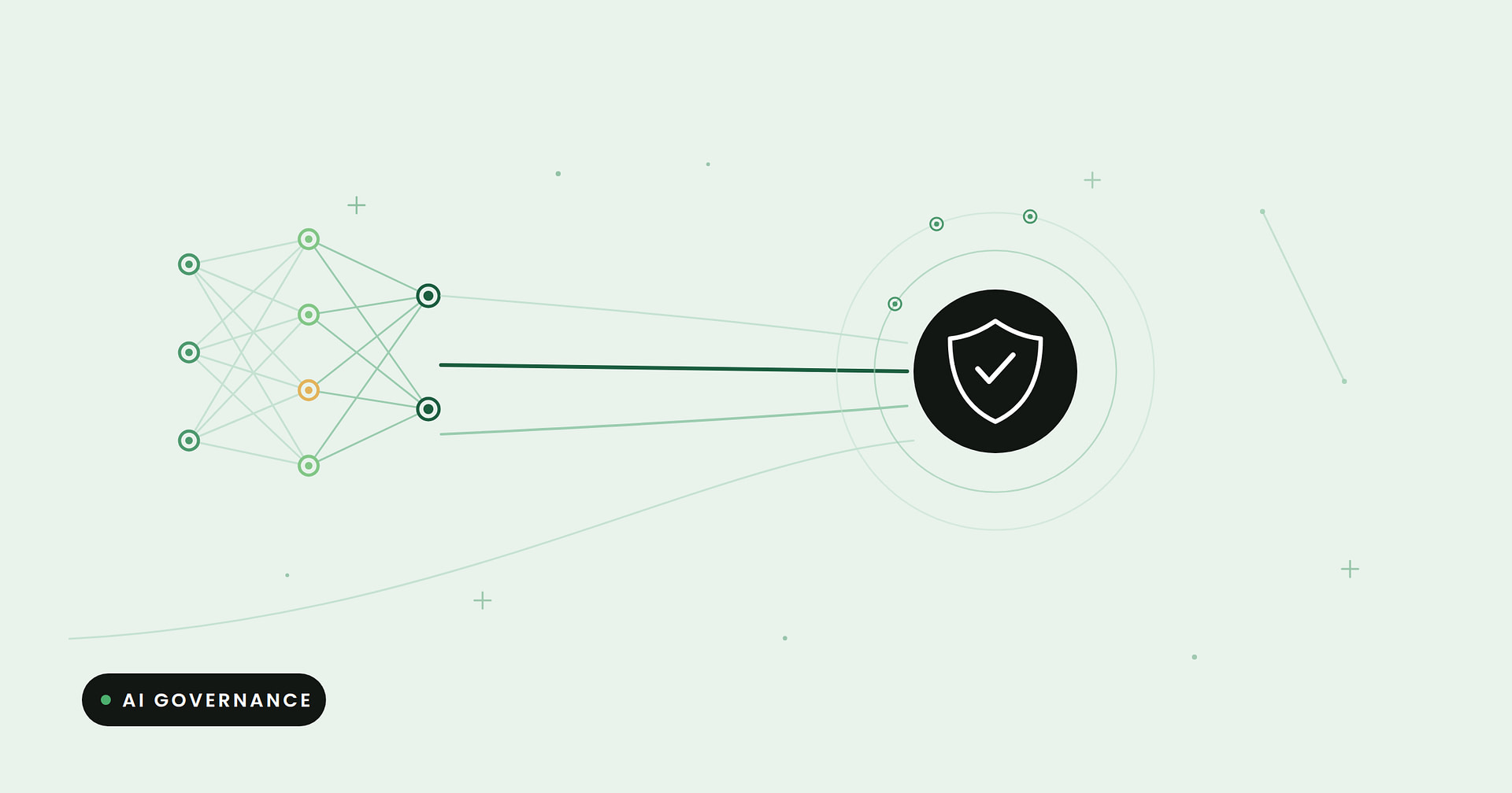 AI governance guide - neural network and governance shield illustration